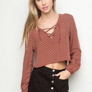 Brandy Melville Millie Lace Up Long Sleeve